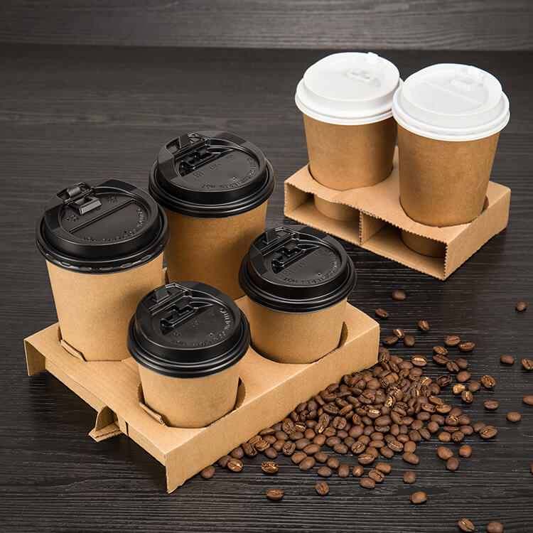 Custom logo printed disposable coffee paper cup holder kraft paper cup holder Dreamfly