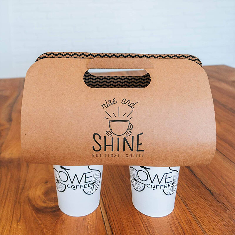 Customized Disposable Coffee Paper Cup Carrier Holder With Handle