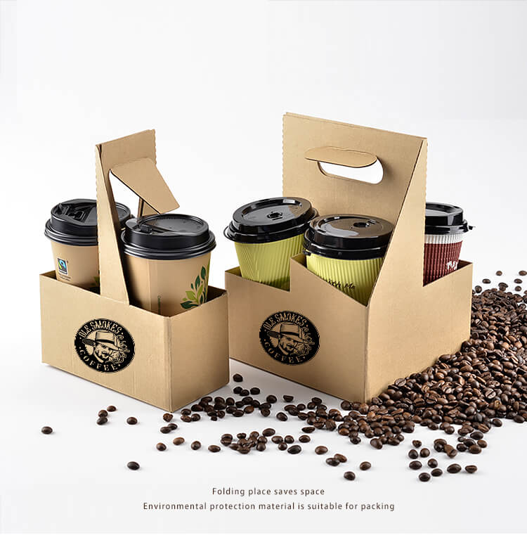 Customized Paper Coffee Cup Holder Take Away Paper Cup Holder Tray ...