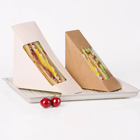 Customized Compostable Kraft Paper Sandwich Wedge Biodegradable Brown Kraft Paper Sandwich Box