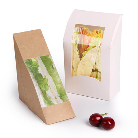 Customized Compostable Kraft Paper Sandwich Wedge Biodegradable Brown Kraft Paper Sandwich Box